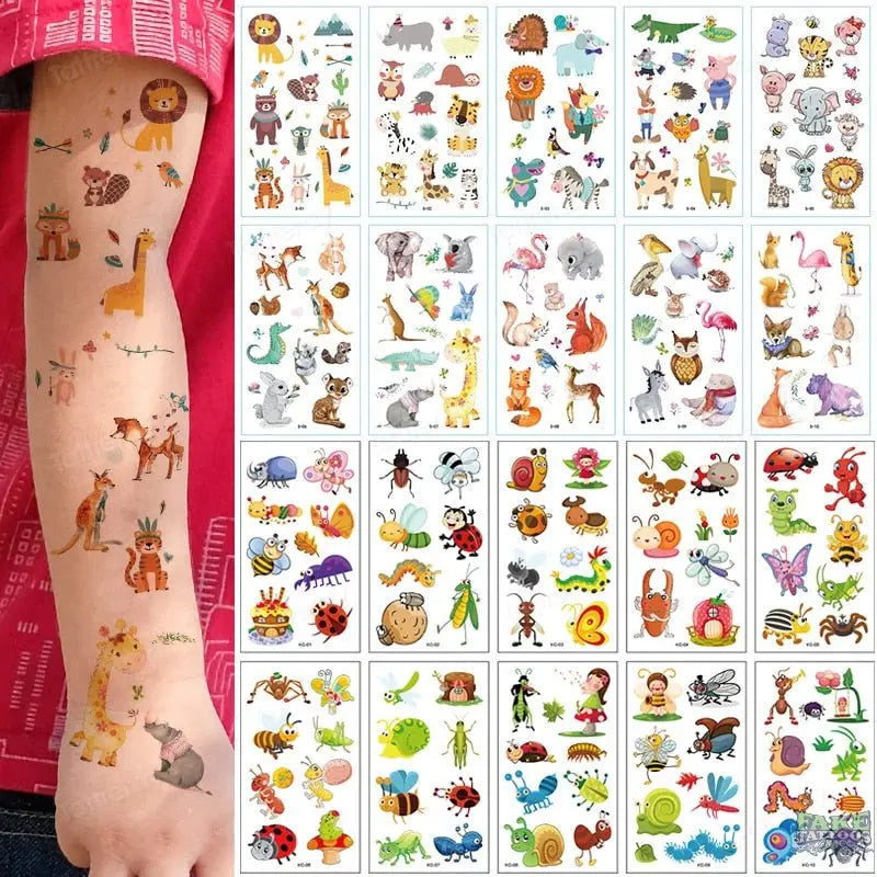 10pcs Sheets Temporary Tattoos for Kids, Bulk 270 – Fake Tattoos
