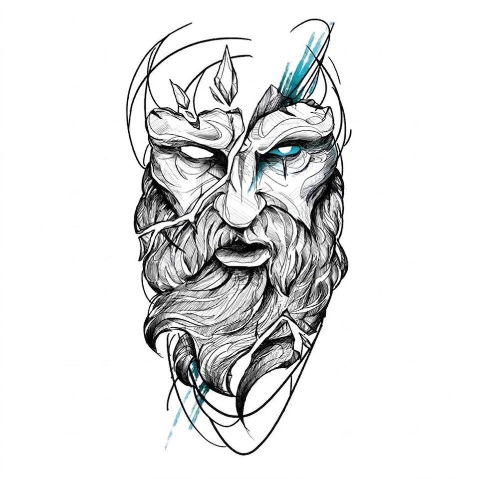 Bold Warrior Man Realistic Temporary Tattoo Fake Tattoos