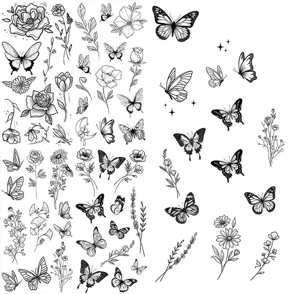 Bloom & Wings | 6 Set Fake Tattoos