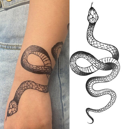 Adult Temporary Tattoos Waterproof Body Art Sexy Snake Dragon Totem Tattoo Women Men Arm Sleeve Leg Black Forest Tattoo Fake FAKE TATTOOS