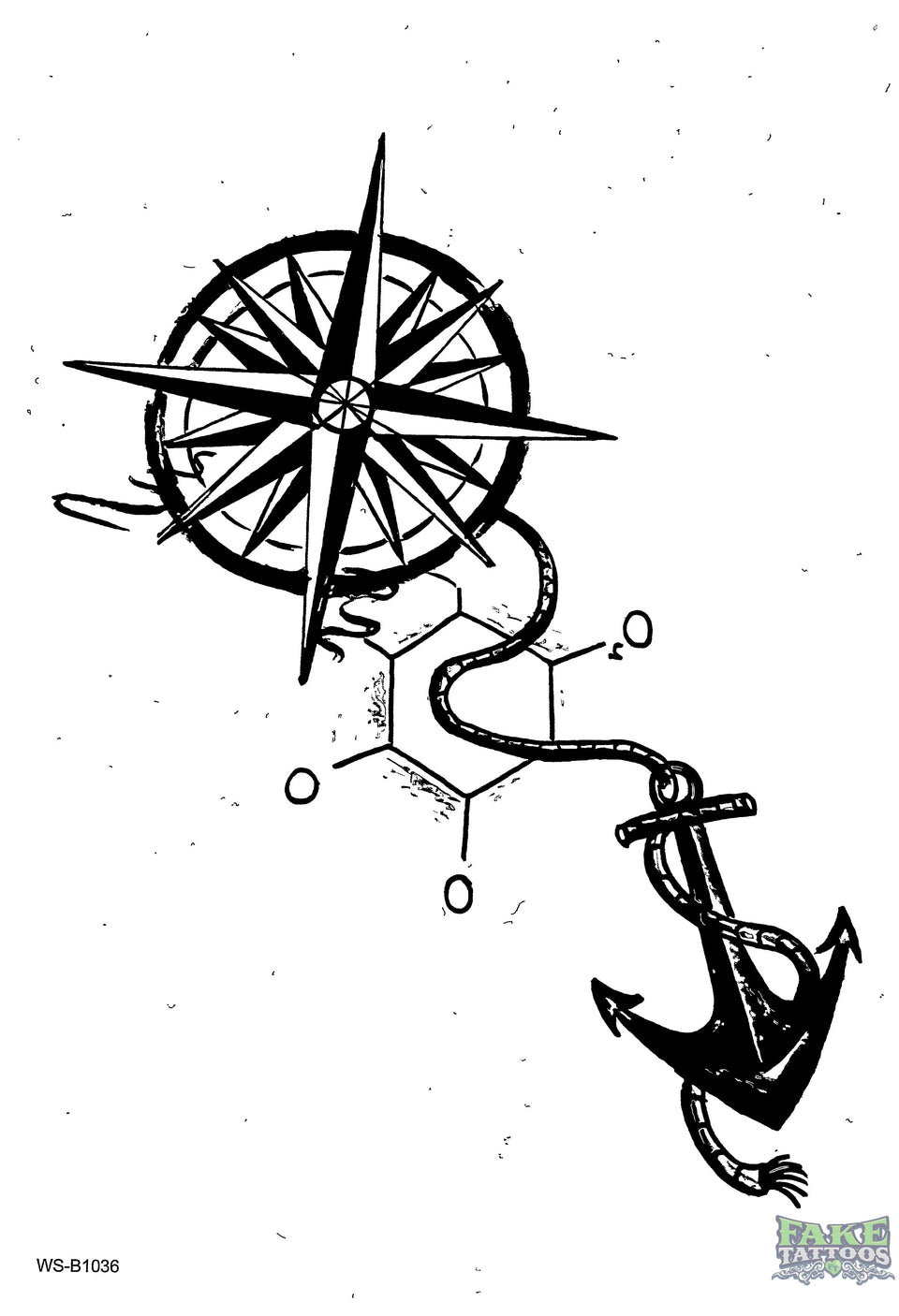 Anchor Compass Temporary Tattoo Fake Tattoos
