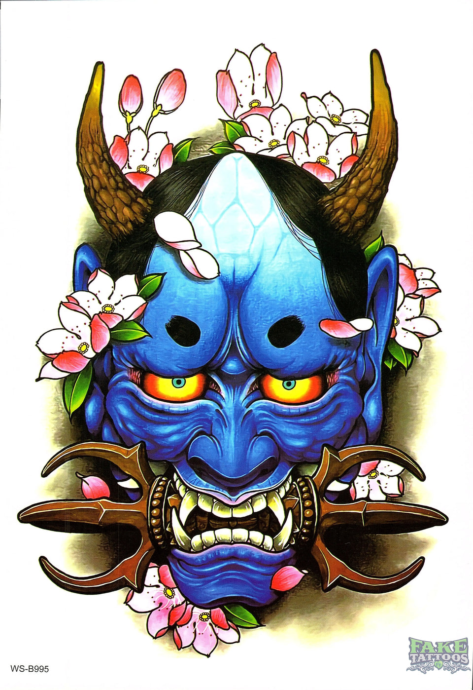 Blue Devil Skill Flowers Temporary Tattoo Fake Tattoos