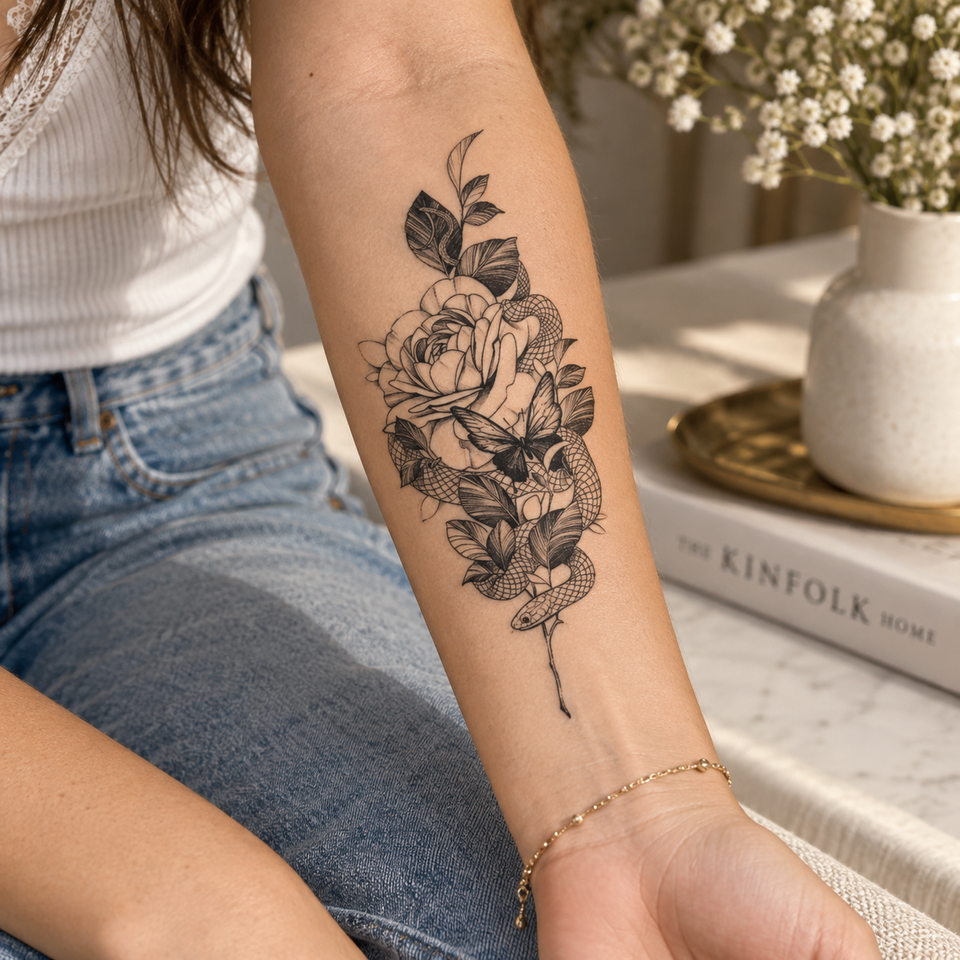 Petal Noir Snake & Flower
