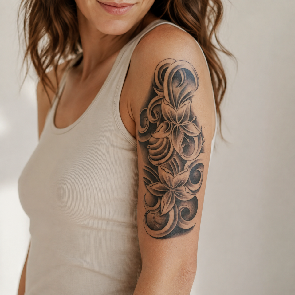 Midnight Lily Floral FAKE TATTOOS