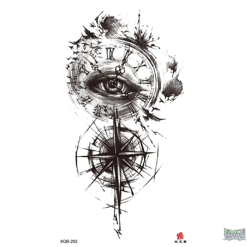Tatuaje Temporal Reloj Brújula Ojo TATUAJES FALSOS – Fake Tattoos