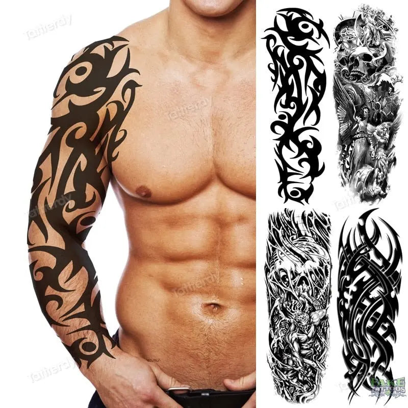 Big Dragon Temporary Tattoo Blackwork Dragon Tattoo Removable 
