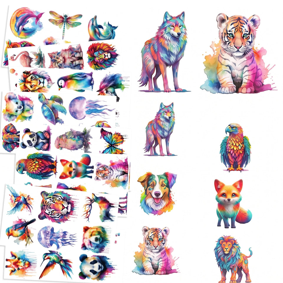 Colorful Animal Temporary Tattoo Set for Kids & Parties Fake Tattoos