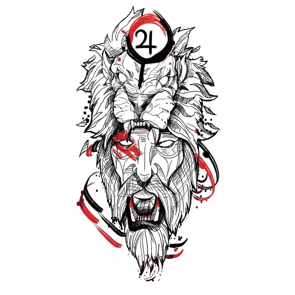 Fierce Lion Man Temporary Tattoo Fake Tattoos