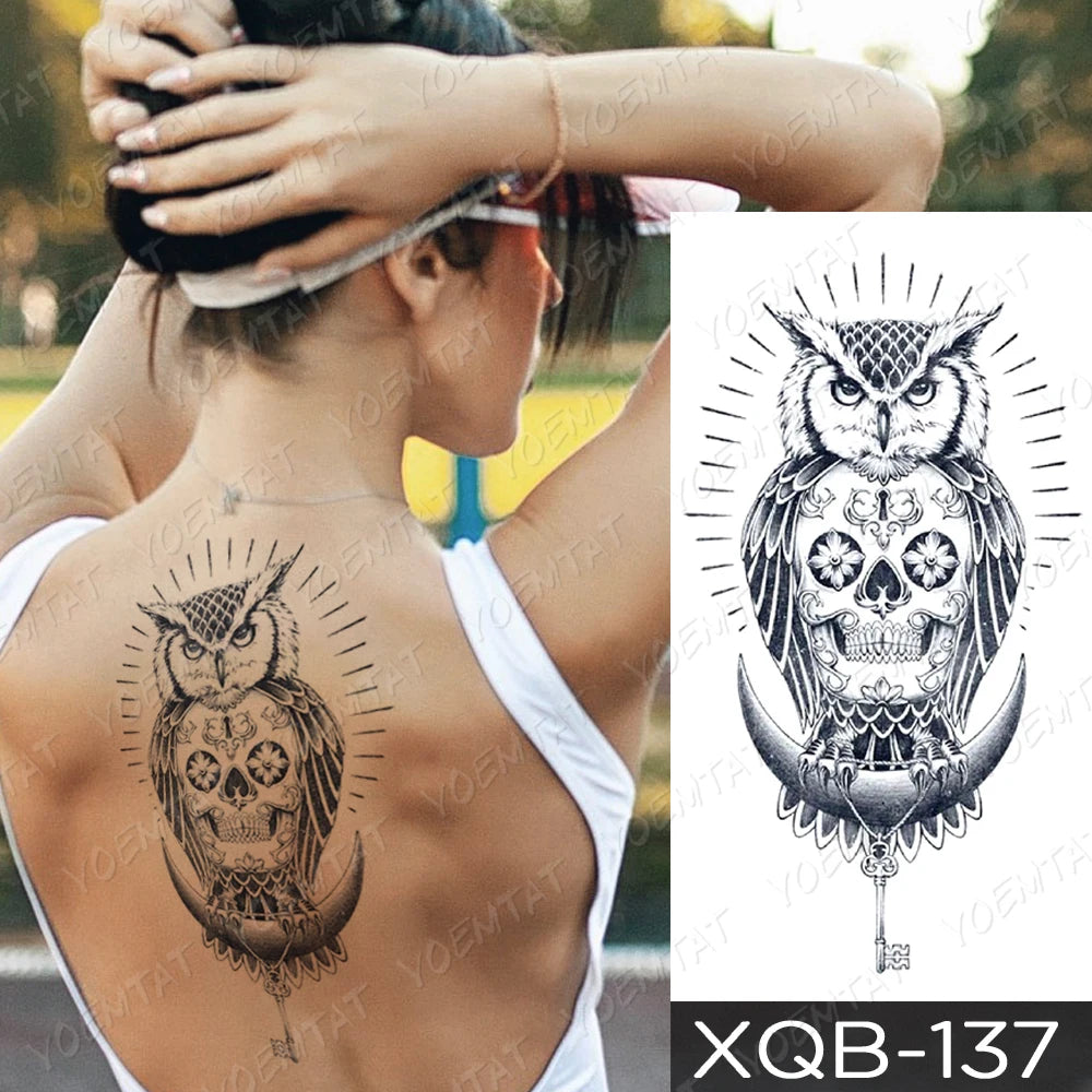 Waterproof Temporary Tattoo Sticker Blue Compass Arrow Unicorn Tattoos Tree Lily Body Art Arm Fake Sleeve Tatoo Women Men Fake Tattoos