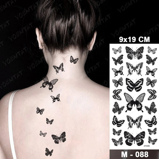 Waterproof Temporary Tattoo Sticker Butterfly Fake Tatto Flash Snake Feather Tatoo Body Art Tatouage For Girl Women Men Fake Tattoos