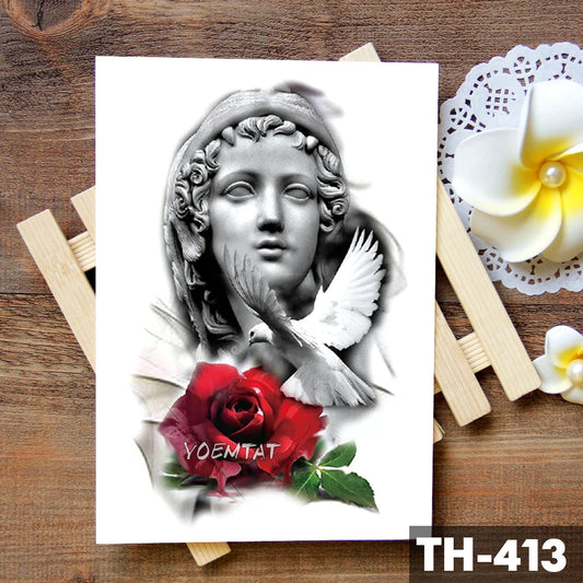 Crystal Gemstone Owl Waterproof Temporary Tattoo Sticker Heart Shaped Clock Rose Flash Arm Tattoos Body Art Fake Tatoo Fake Tattoos