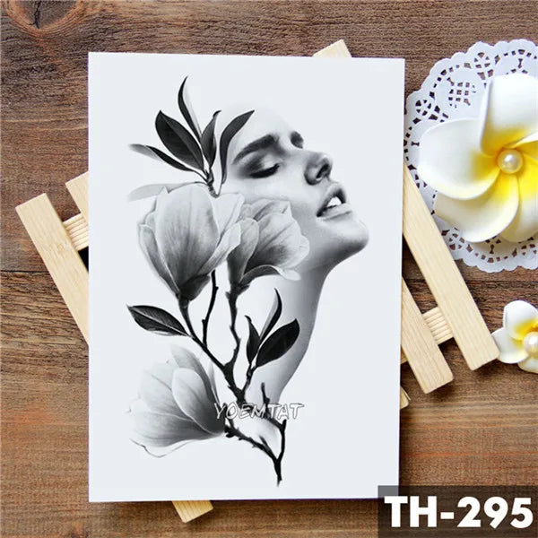 Colorful Inkjet watercolor Waterproof Temporary Tattoo Sticker Beautiful Girl Clock Flash Tattoos Body Art Arm Fake Tatoo Fake Tattoos