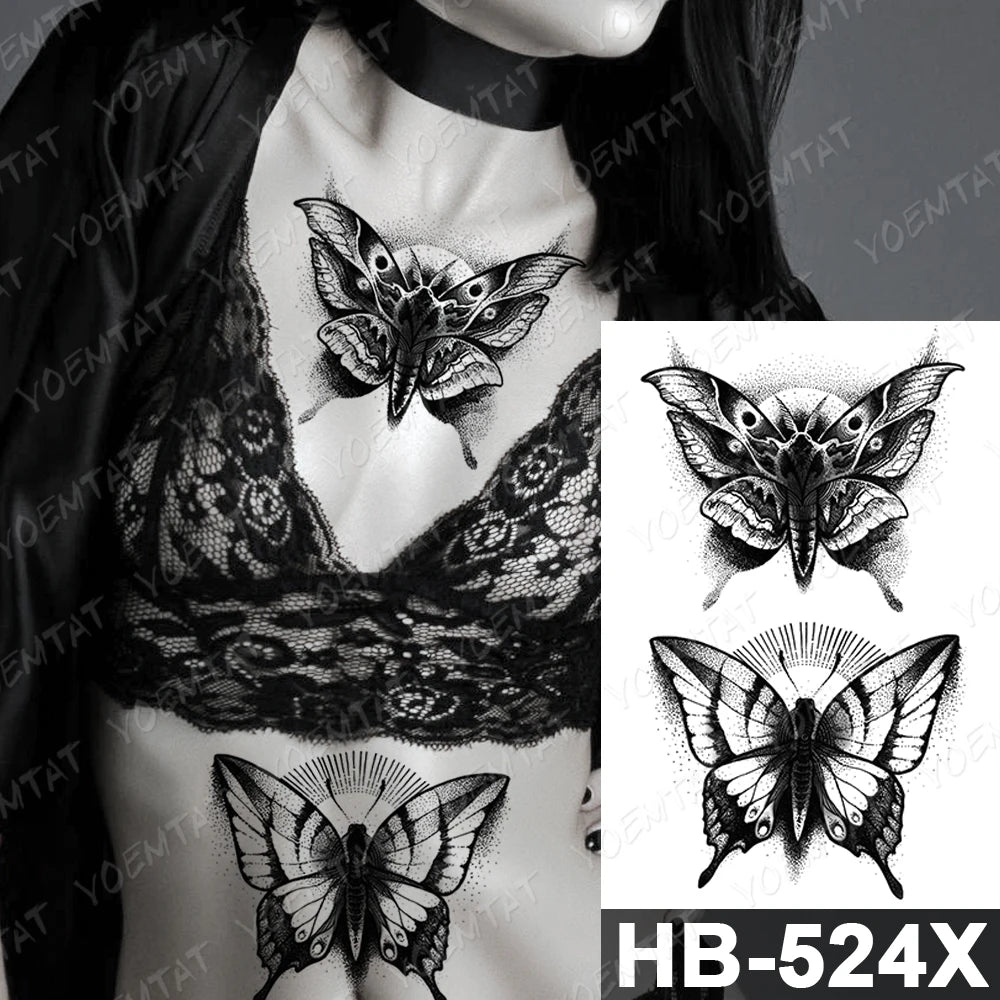Waterproof Temporary Tattoo Sticker Flowers Cat Lynx Flash Tattoos Owl Satan Goat Body Art Arm Fake Tatoo Women Men Fake Tattoos