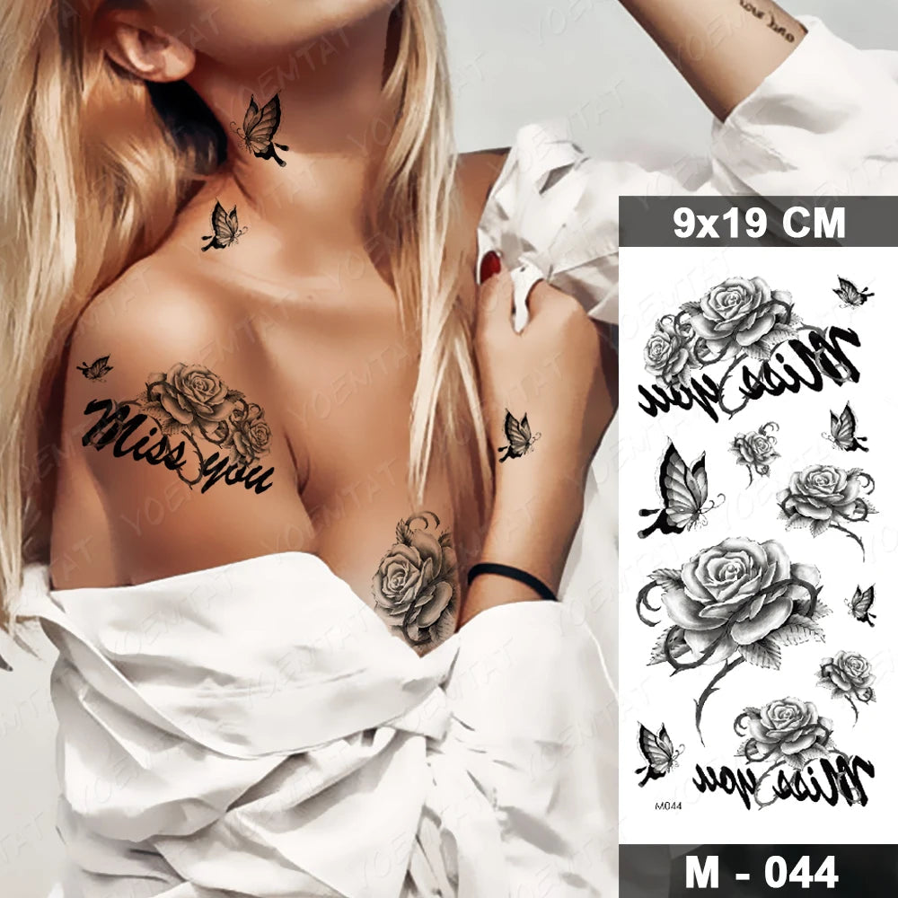 Waterproof Temporary Tattoo Sticker Butterfly Fake Tatto Flash Snake Feather Tatoo Body Art Tatouage For Girl Women Men Fake Tattoos