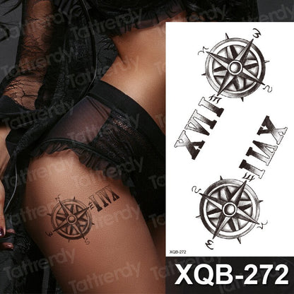 Arm Sleeve Tattoo Black Dragon Dreamcatcher Waterproof Temporary Tatto Sticker Sailing Compass Body Art Full Fake Tatoo Women FAKE TATTOOS