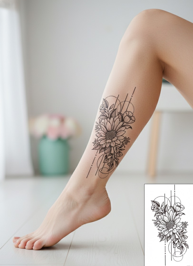 Flower Temporary Tattoo FAKE TATTOOS
