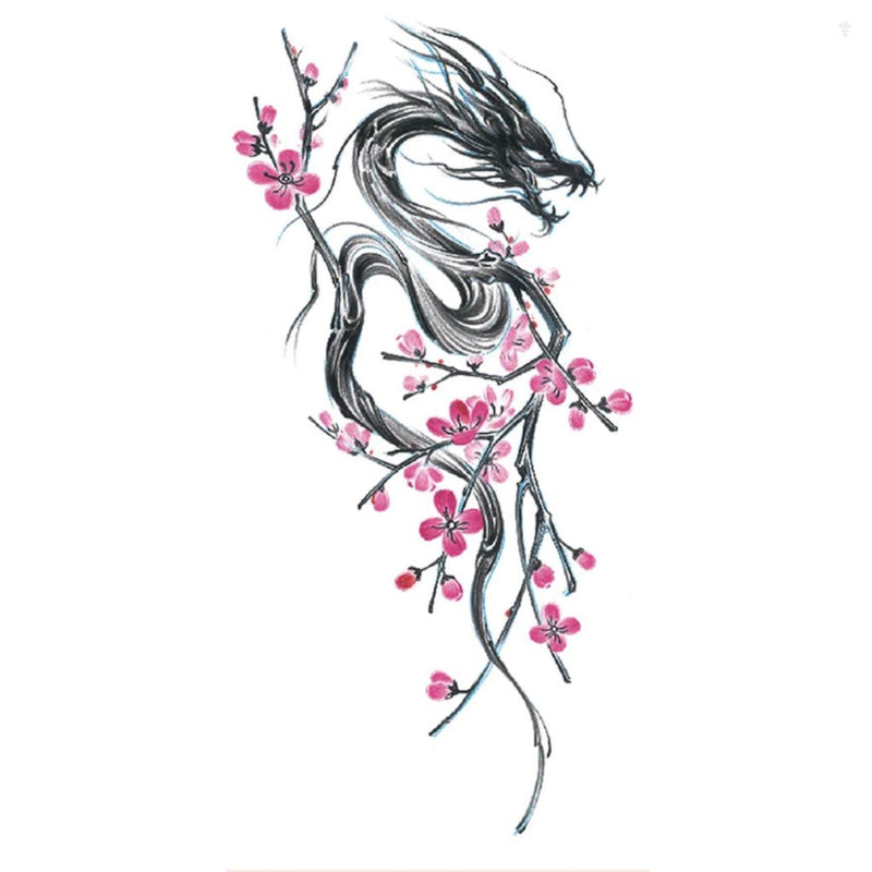 Plum Blossom Dragon Temporary Tattoo Fake Tattoos