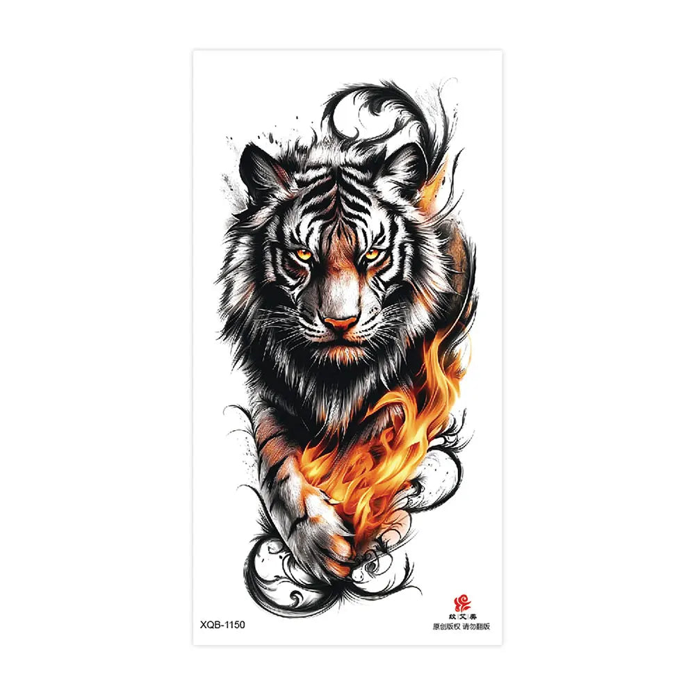 Waterproof Temporary Tattoos for Men Women Animal Pattern Fake Tattoo for Hand Arm Body Tiger Lion Wolf Tattoo Sticker Fake Tattoos