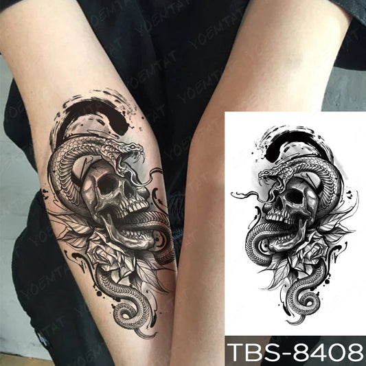 Waterproof Temporary Tattoo Sticker Beast Animal Bear Wolf Lion Compass Tattoos Realistic Body Art Arm Fake Tatoo Men Women Fake Tattoos