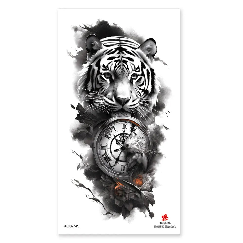Waterproof Temporary Tattoos for Men Women Animal Pattern Fake Tattoo for Hand Arm Body Tiger Lion Wolf Tattoo Sticker Fake Tattoos