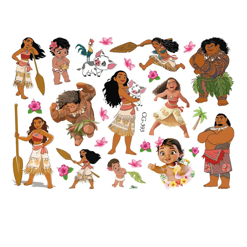 New Disney Cartoon Anime Moana Tattoo Stickers Children's Temporary Tattoos Body Art Cosplay Party Toys for Kids Gifts Fake Tattoos