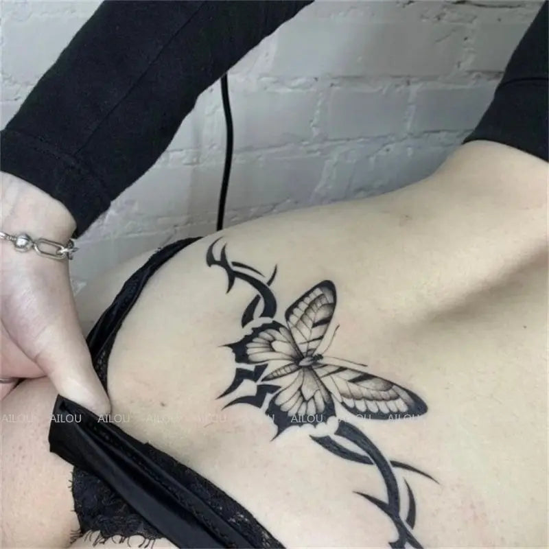 Sexy Black Butterfly Temporary Tattoo Fake Tattoos
