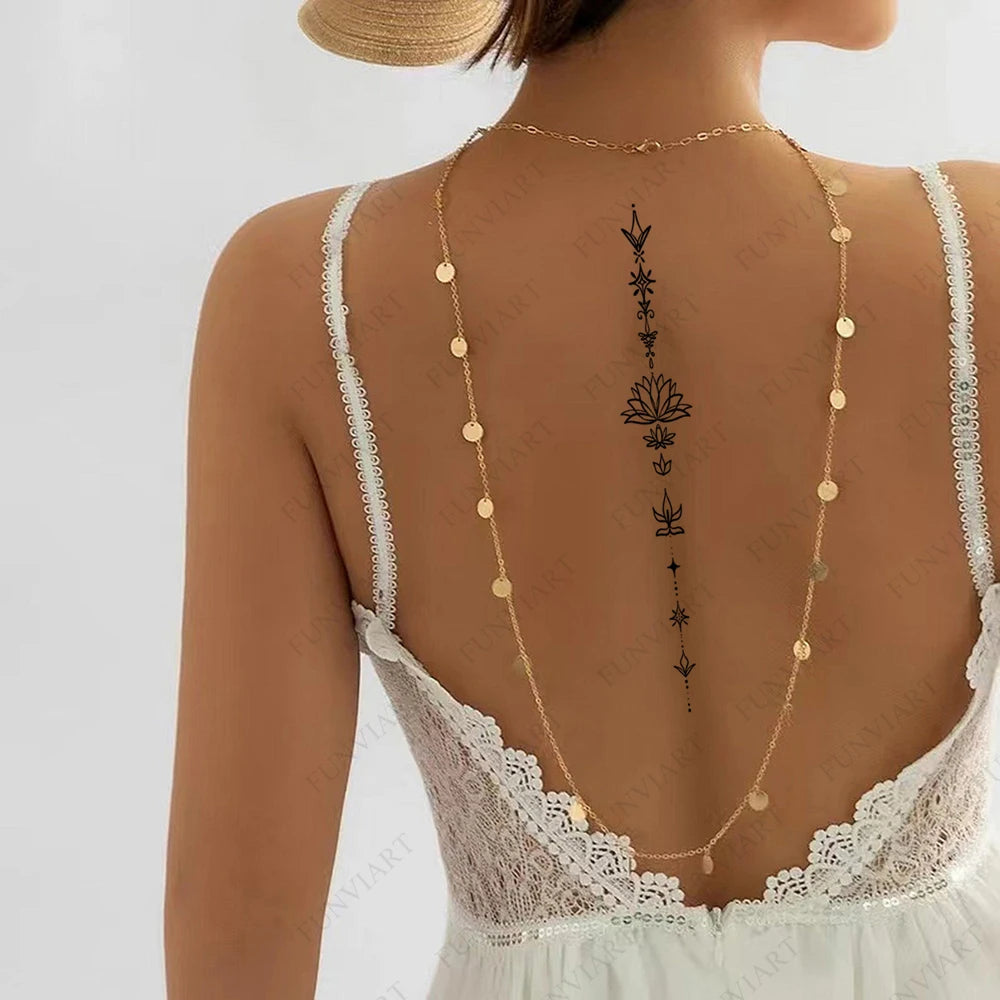 Floral Lotus & Mystical Temporary Tattoo | 8 Sheets Fake Tattoos