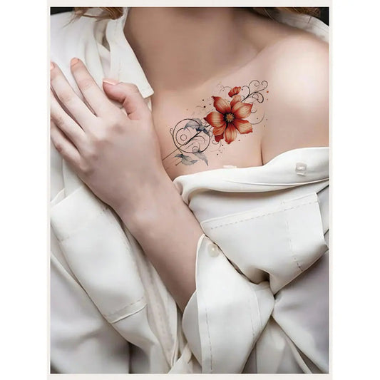 Women's Temporary Tattoo Stickers Flower Butterfly Waterproof Fake Tattoo Suitable for Arm Body Art Disposable Hand Tattoo Fake Tattoos