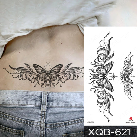 Waterproof Temporary Tattoo Sticker Butterfly Flower Totem Flash Tatto Y2k Style Body Art Arm Leg Waist Fake Tatoo Men Women Fake Tattoos