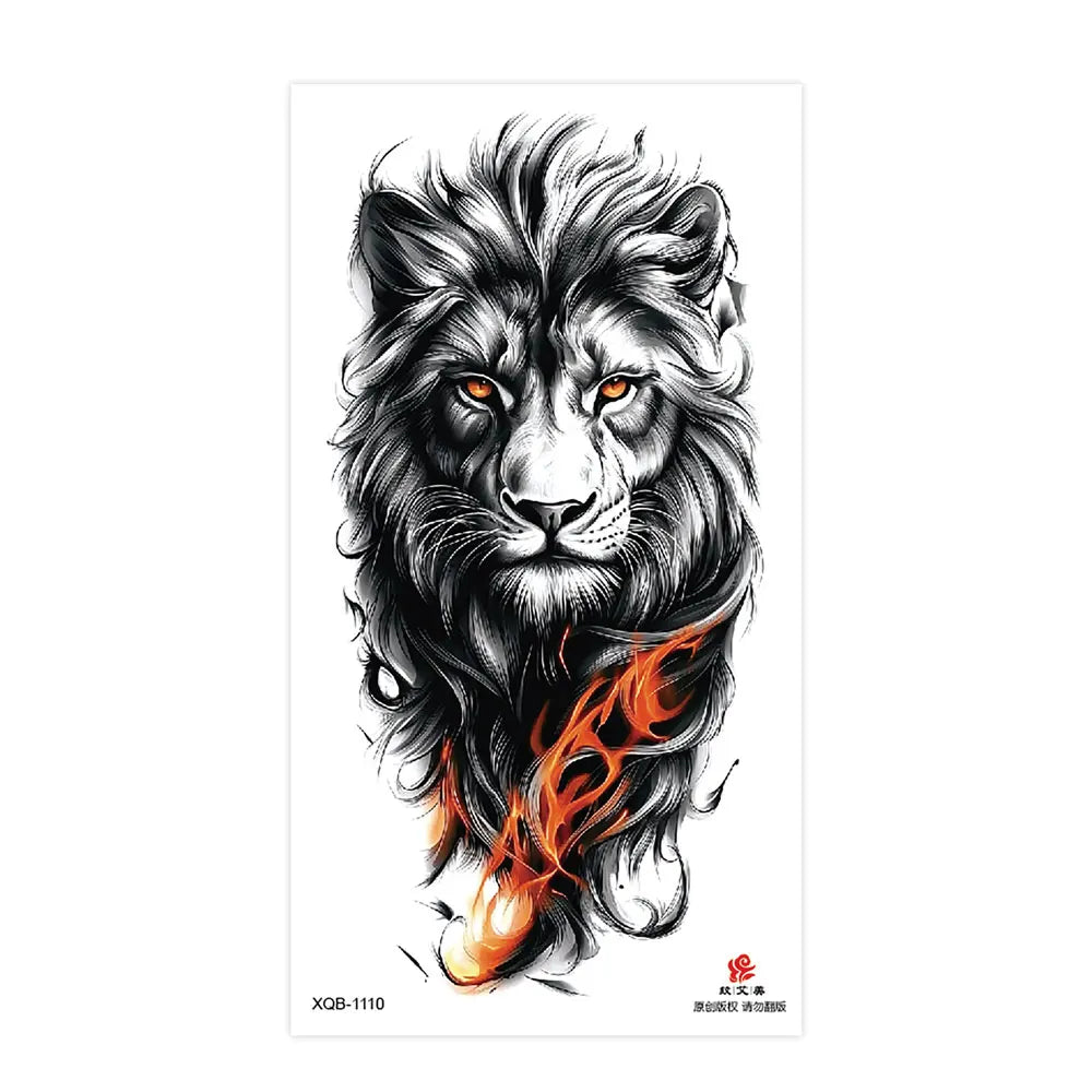 Waterproof Temporary Tattoos for Men Women Animal Pattern Fake Tattoo for Hand Arm Body Tiger Lion Wolf Tattoo Sticker Fake Tattoos