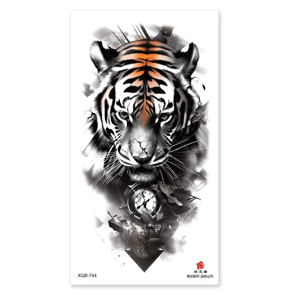 Waterproof Temporary Tattoos for Men Women Animal Pattern Fake Tattoo for Hand Arm Body Tiger Lion Wolf Tattoo Sticker Fake Tattoos