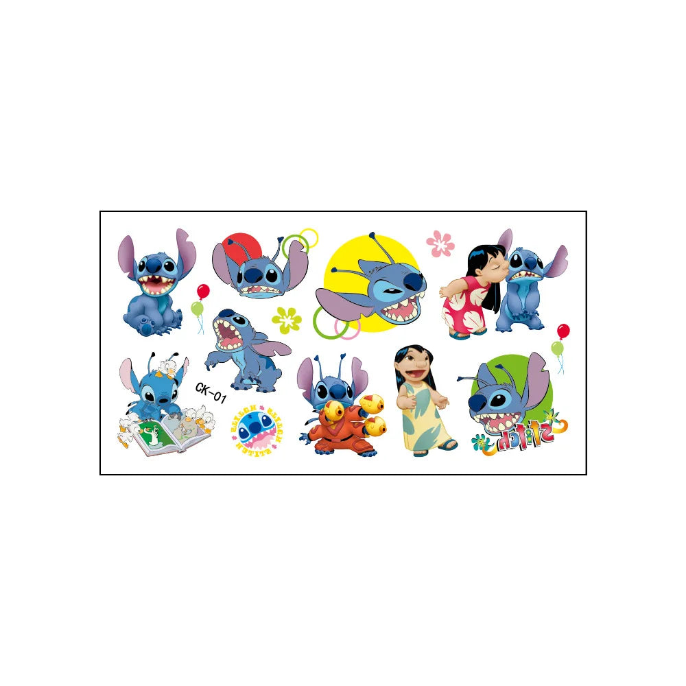 2024 Interstellar Baby Stitch Tattoo Stickers Children Stitch Water Transfer Disposable Tattoo Stickers Toy Birthday Gift Fake Tattoos