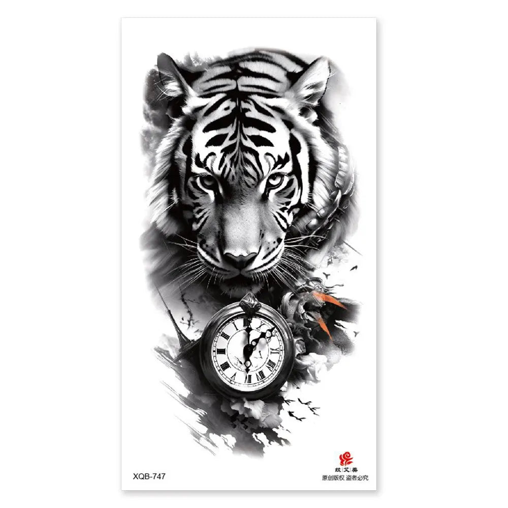 Waterproof Temporary Tattoos for Men Women Animal Pattern Fake Tattoo for Hand Arm Body Tiger Lion Wolf Tattoo Sticker Fake Tattoos
