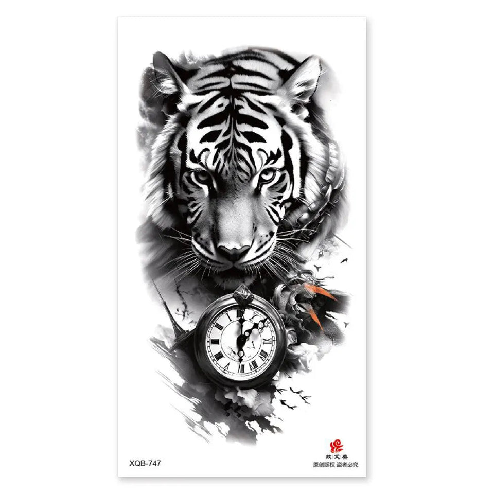 Waterproof Temporary Tattoos for Men Women Animal Pattern Fake Tattoo for Hand Arm Body Tiger Lion Wolf Tattoo Sticker Fake Tattoos