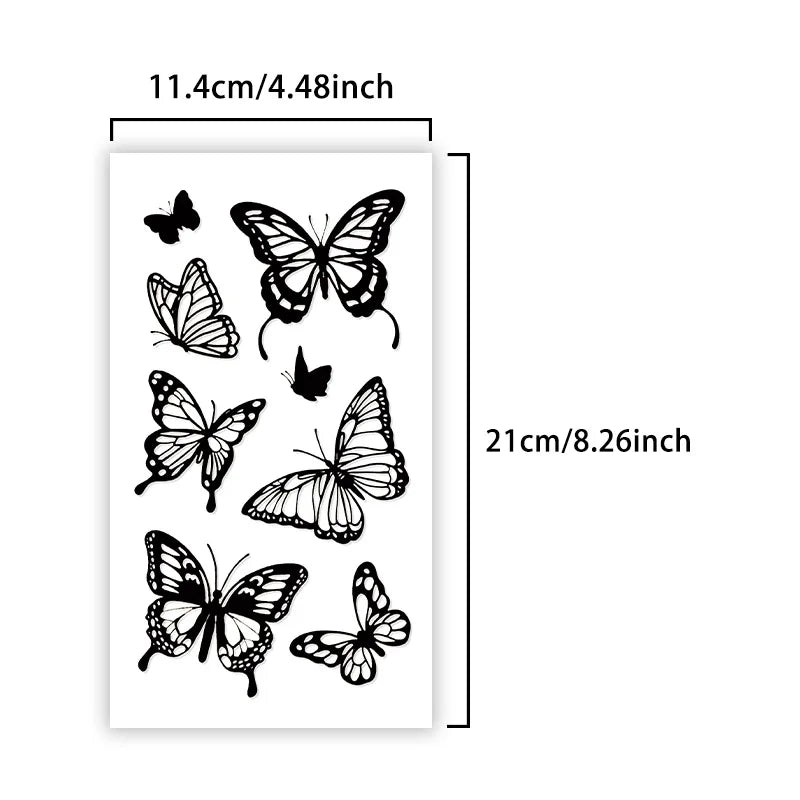 Black and White Butterfly Temporary Tattoo Fake Tattoos