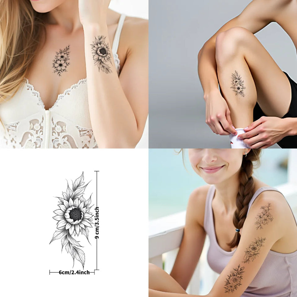 Tulips Butterfly Temporary Tattoo | 9 Tattoos Fake Tattoos