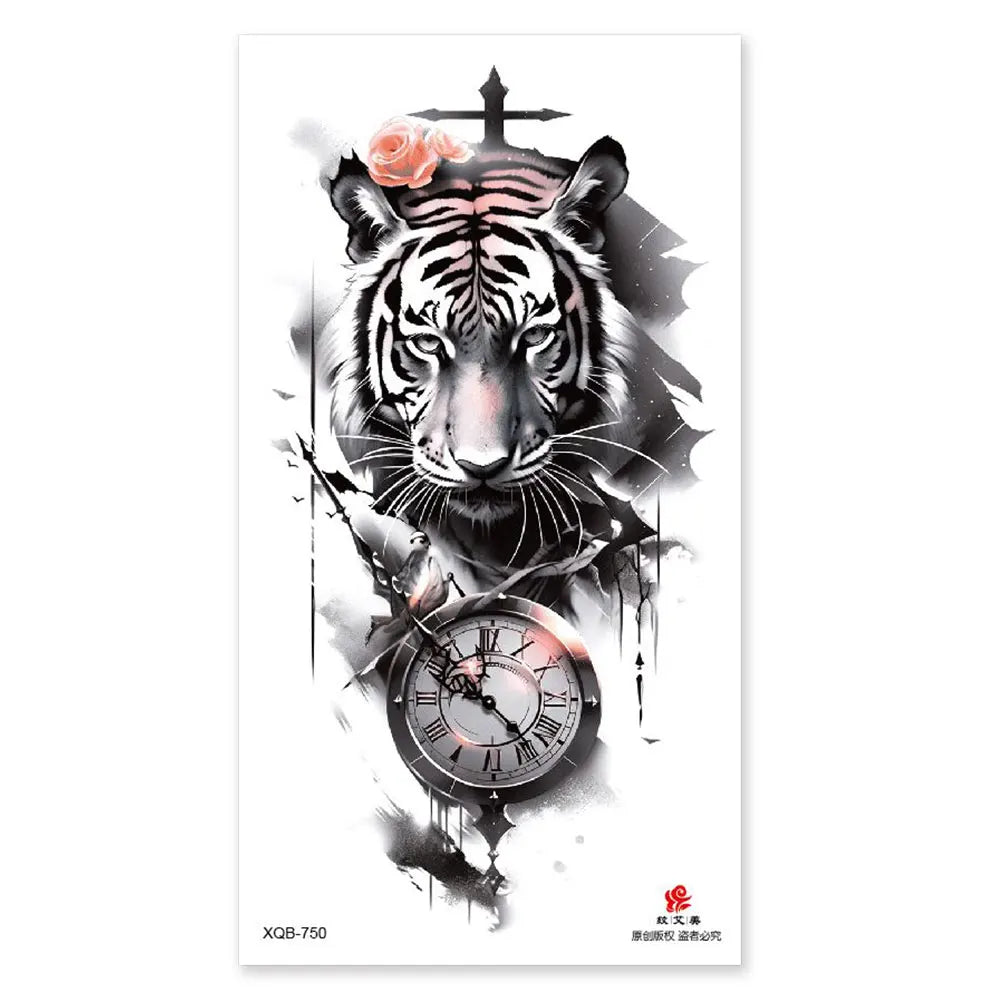 Waterproof Temporary Tattoos for Men Women Animal Pattern Fake Tattoo for Hand Arm Body Tiger Lion Wolf Tattoo Sticker Fake Tattoos