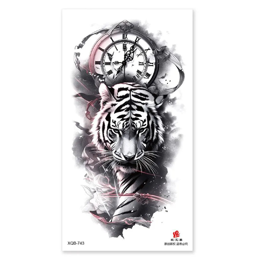 Waterproof Temporary Tattoos for Men Women Animal Pattern Fake Tattoo for Hand Arm Body Tiger Lion Wolf Tattoo Sticker Fake Tattoos