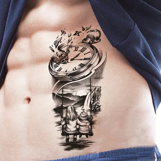 Waterproof Temporary Tattoo Sticker Dark Gothic Grim Reaper Wolf Eagle Clock Horse Fake Tatto Flash Tatoo Tato for Women Men Fake Tattoos