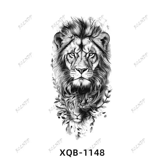 1/8PCSWaterproof Temporary Tattoo Sticker tiger lion Fake Tatto Flash Tatoo Arm tatouage for Girl Woman Man Fake Tattoos