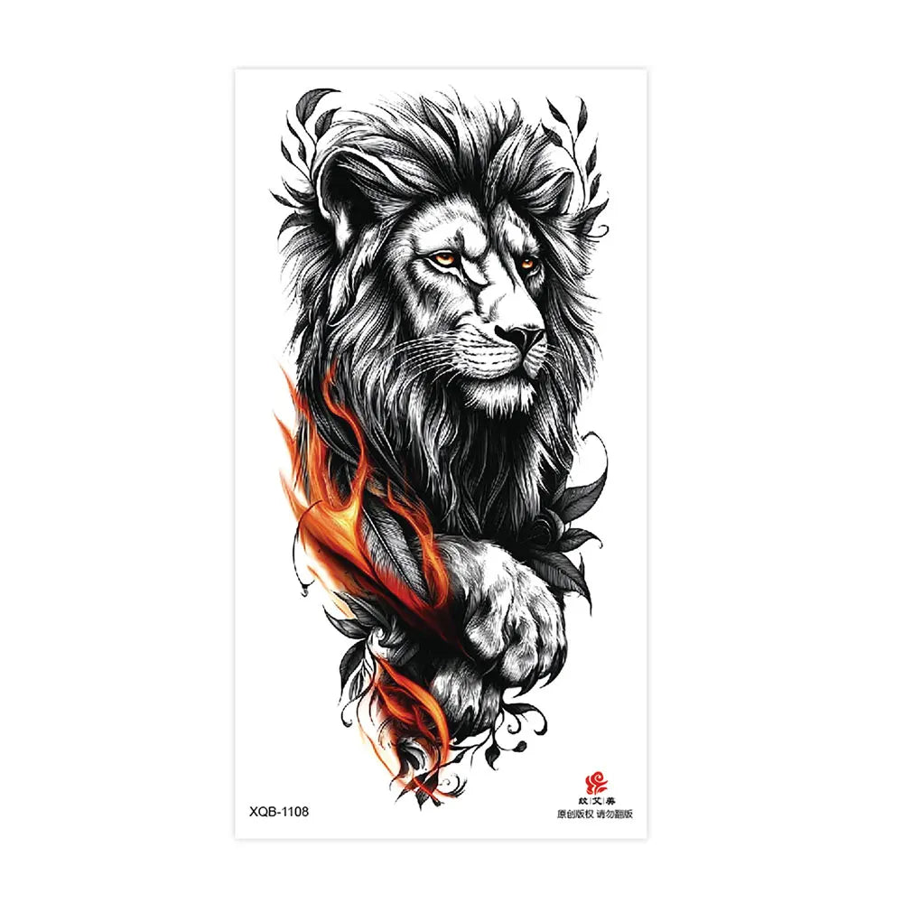 Waterproof Temporary Tattoos for Men Women Animal Pattern Fake Tattoo for Hand Arm Body Tiger Lion Wolf Tattoo Sticker Fake Tattoos
