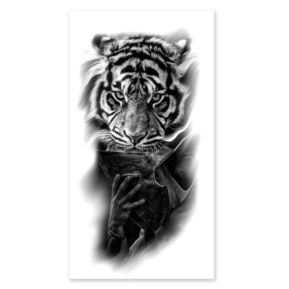 Waterproof Men's Temporary Tattoos Lion Tiger Wolf Animal Tattoo Stickers Body Art for Hand Arm Fake Tatoo for Women Fake Tattoos