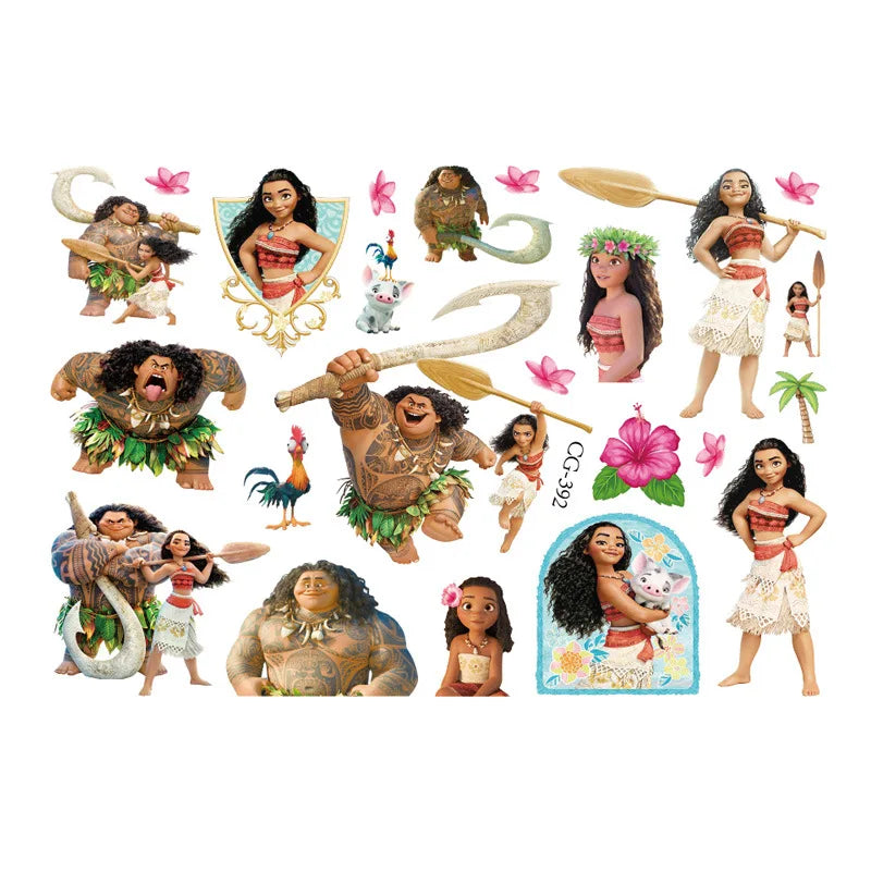 New Disney Cartoon Anime Moana Tattoo Stickers Children's Temporary Tattoos Body Art Cosplay Party Toys for Kids Gifts Fake Tattoos