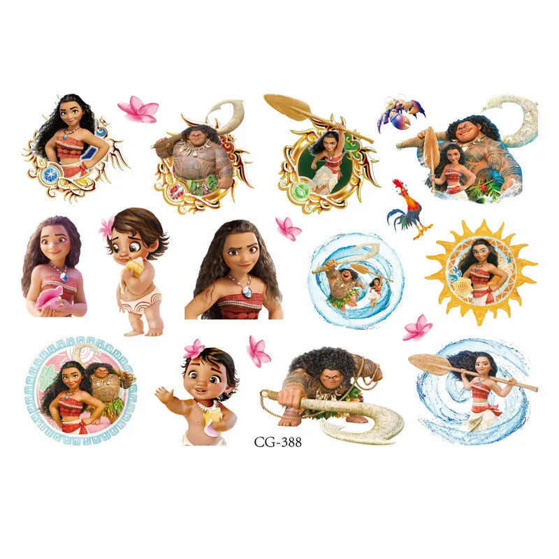 New Disney Cartoon Anime Moana Tattoo Stickers Children's Temporary Tattoos Body Art Cosplay Party Toys for Kids Gifts Fake Tattoos