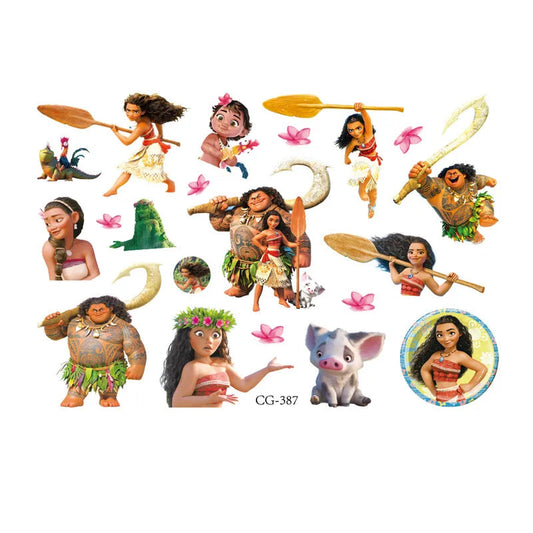 New Disney Cartoon Anime Moana Tattoo Stickers Children's Temporary Tattoos Body Art Cosplay Party Toys for Kids Gifts Fake Tattoos