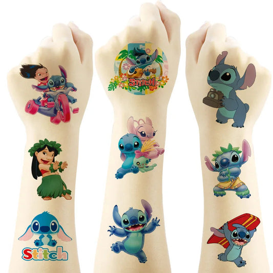 2024 Interstellar Baby Stitch Tattoo Stickers Children Stitch Water Transfer Disposable Tattoo Stickers Toy Birthday Gift Fake Tattoos