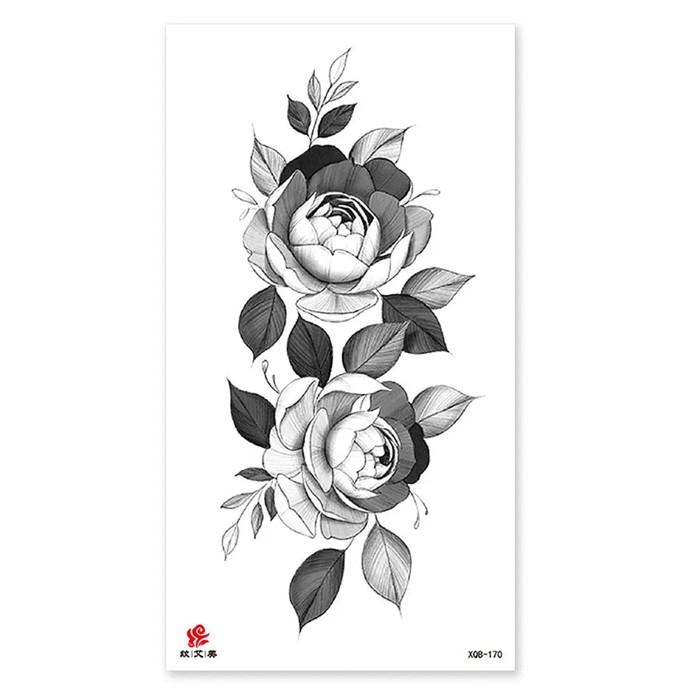 Waterproof Temporary Tattoo Sticker for Women Black Painting Flower Fake Tattoos Body Art Hand Arm Leg Floral Tatoo Fake Tattoos