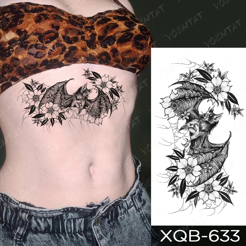 Waterproof Temporary Tattoo Sticker Japanese Phoenix Flame Flash Tatto Feather Totem Body Art Arm Leg Waist Fake Tatoo Men Women Fake Tattoos
