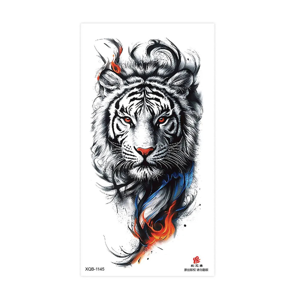 Waterproof Temporary Tattoos for Men Women Animal Pattern Fake Tattoo for Hand Arm Body Tiger Lion Wolf Tattoo Sticker Fake Tattoos