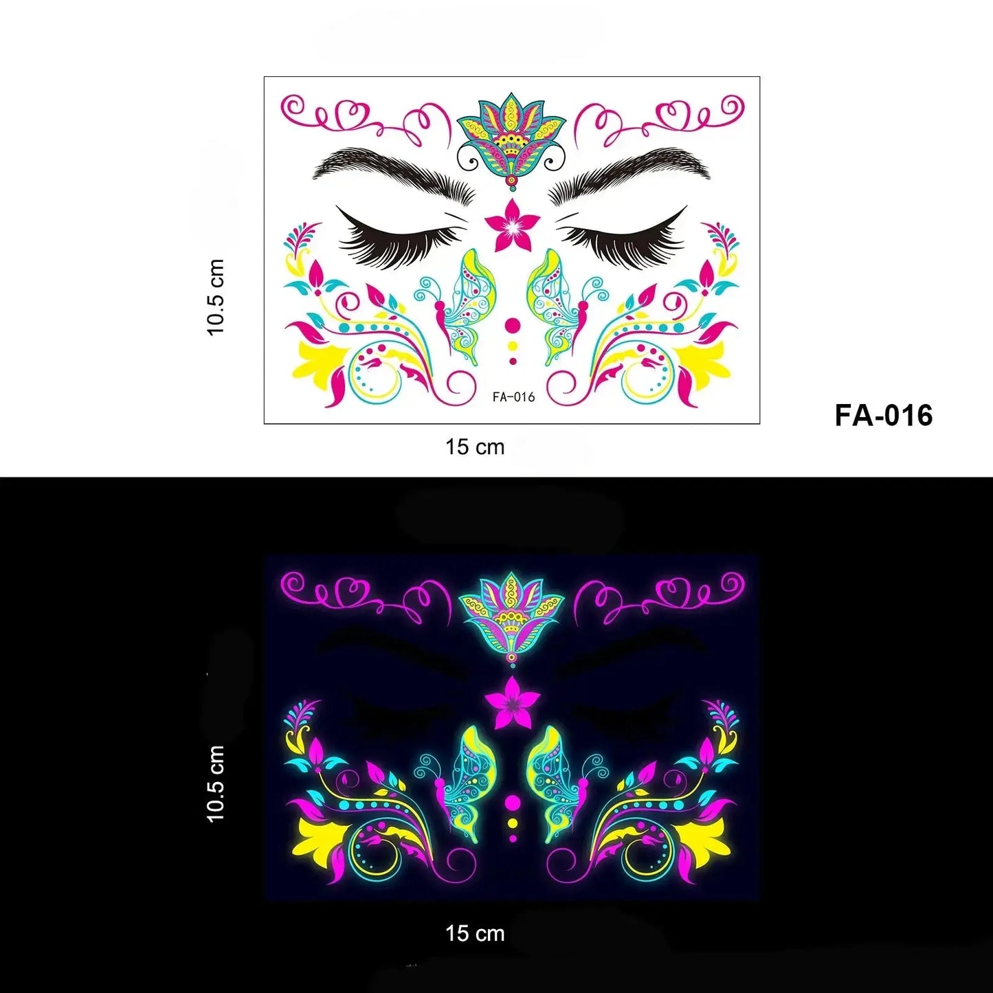 Waterproof UV Light Temporary Tattoos Luminous Glow in Dark Party Night Bar Butterfly Feather Stars Face Beauty Sticker Tattoos